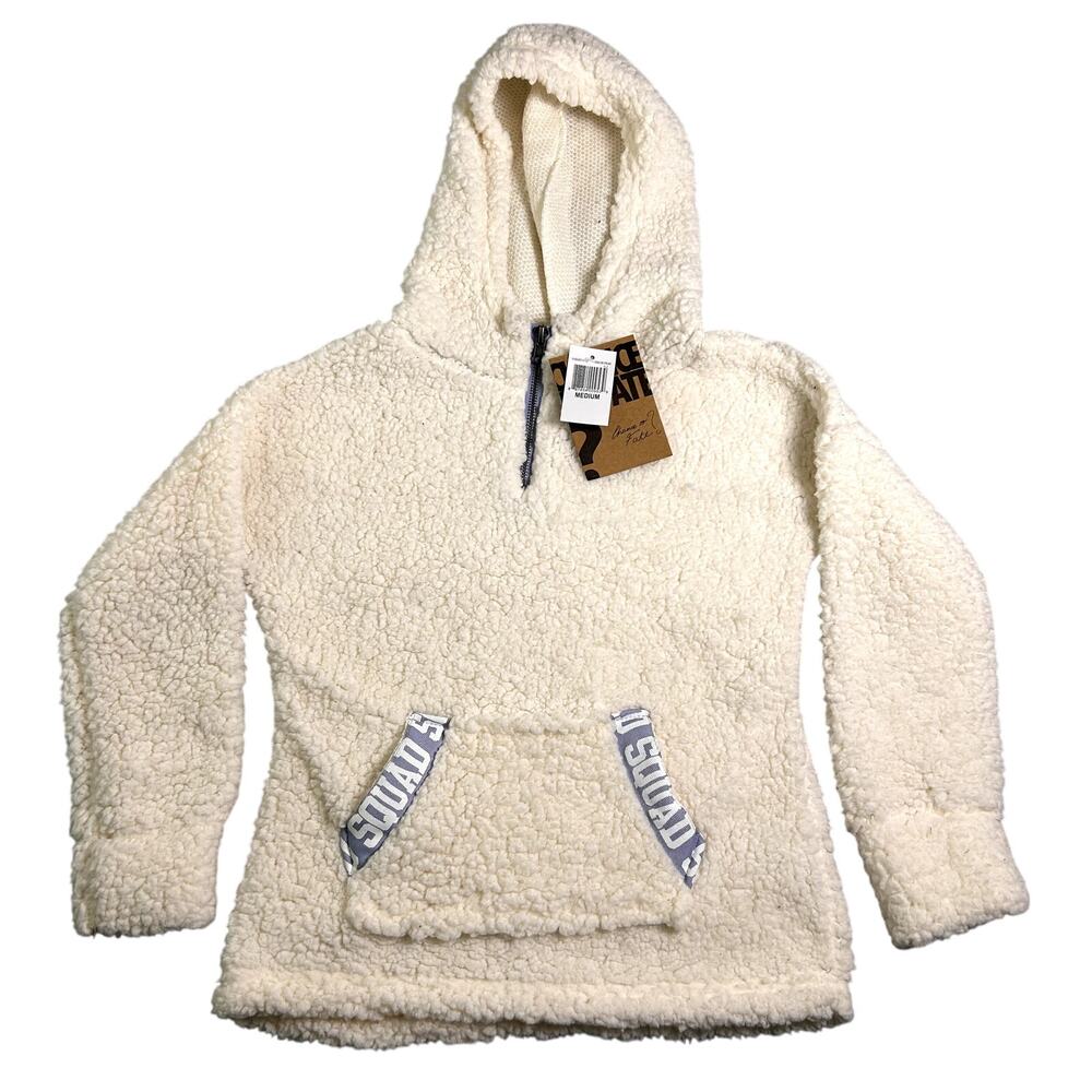 NWT Chance or Fate Sherpa Hoodie Kids Medium 1/4 Zip Snow Peak White Squad